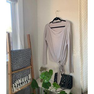 Harlowe & graham ovedsize OS oatmeal waffle thermal flowy top